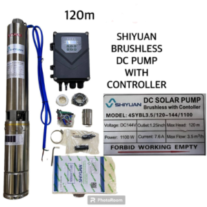 120m 1.1kW Solar Borehole Pump – 3.5 m³/h (Shiyuan 280V 1.25″ Submersible Deep Well Pump)