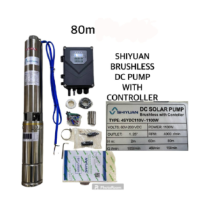 80M Shiyuan 6,300 L/hr Solar Borehole Pump – Brushless DC Submersible Deep Well Pump